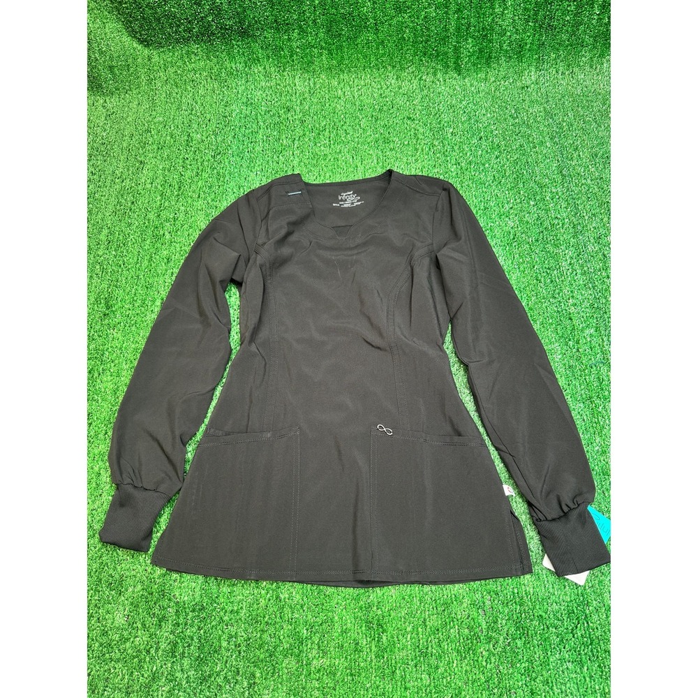 NWT Infinity Cherokee Long Sleeve Crew Neck Pockets Scrub Top Womens‎ Size XXS